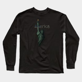 Patriotic, Statue of Liberty, USA Flag Long Sleeve T-Shirt